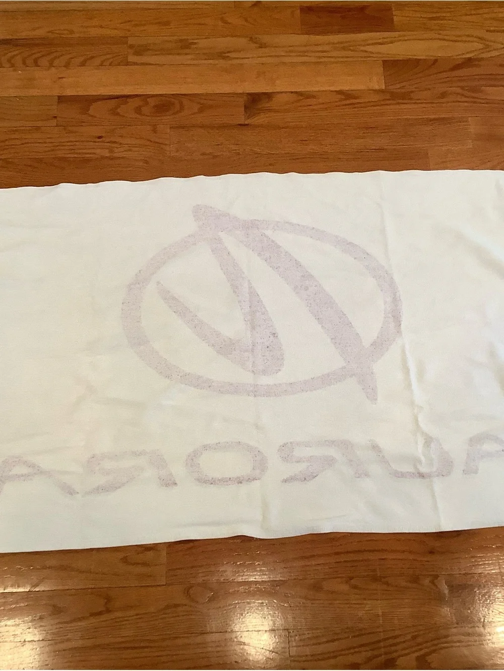 Aurora Automotive White Beach Towel with Maroon Logo Car Collector Man Cave